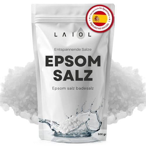 Epsom Salz 500g Reines Bittersalz mit Magnesium - Badesalz für Bad & Fußbad Muskelentspannung Detox & Stressabbau Ideal für Aromatherapie & Spa zu Hause (Neutral)