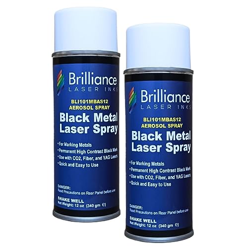 Pack of 2 - BLI101-12 Oz - Aerosol Black Laser Ink for Metals Marking - CO2 Laser - Fiber Laser - YAG, Durable, Permanent, High Contrast, Brilliance Laser Inks