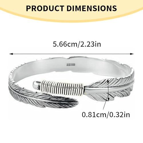 Pulsera de acero inoxidable con diseño étnico de pluma miniatura 2