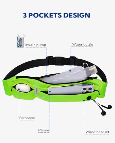 Image of WATERFLY Running Belt Fanny Pack: Runner Marathon Jogging Waist Pack Sport Workout Exercise Fitness Phone Holder Belt for Men Women Jogger Slim Waistband Black