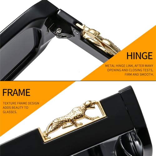 Rectangle Sunglasses For Women Men Gradients Lens PC Frame Leopard Decorate Sun Glasses UV400 5