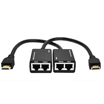 atdaraz HDMI Over RJ45 CAT5e CAT6 LAN Ethernet Balun Repeater Extender up to100ft 1080P.