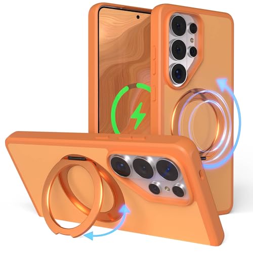 Coque Galaxy S26 Ultra Magnétique Charge Sans Fil Orange avec Anneau Support