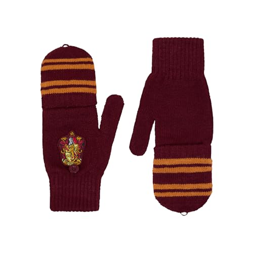 Image of Harry Potter Gryffindor Burgundy & Yellow Knitted Fingerless Gloves