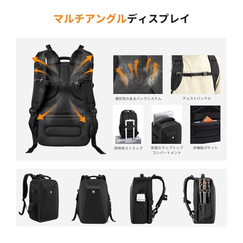 K&F Concept カメラバッグ カメラリュック リュックサック 大容量 おしゃれ EVA耐衝撃 22L 16インチPC収納＆三脚収納可 一眼レフカメラバッグ