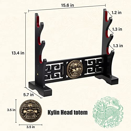 Ekkhysis Kylin Sword Stand 3-Tier Padded Hook Katana Stand Holder Display Hanger for Tanto Rapier Light Saber Samurai Sword Cosplay Blade Tanjirou Demon Slayer Genshin Impact Weapon Display Stand (3-tier) - Thumbnail 2