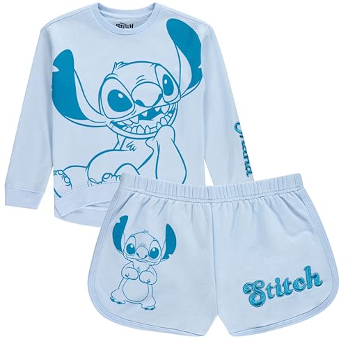 Image of Disney Girls Lilo & Stitch Clothing Set - Stitch Sweatshirt Hoodie and Shorts Set -Little and Big Girl Sizes 4-16