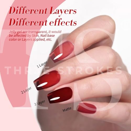 Image of THR3E STROKES Gel Nail Polish Set - 6 Colors Gel Polish Glitter Gel Polish Sparkle Nail Polish Gel Manicure DIY Salon Nail Art Gifts (RED ALLURE, 7.5ML)
