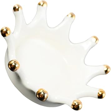 Baluue Ceramic Crown-shaped Jewelry Tray Elegant Ring Storage Dish for Earrings Necklaces Photo Decor Gift for Women