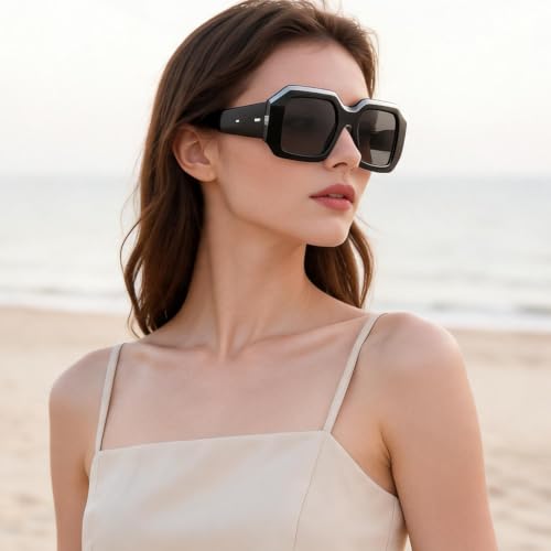 Chunky Square Sunglasses for Women Oversized Polarized Brown Lenses UV400 — view 3