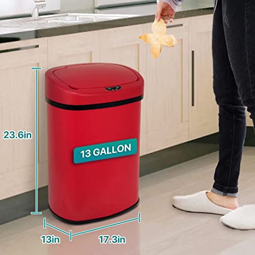 Papelera Automática de Cocina 13 Galones Acero Rojo miniatura 7