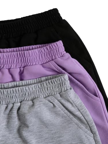 Image of SOLY HUX Girls 3 Packs Sweat Shorts Elastic Waist Casual Summer SweatShorts Teen Apparel