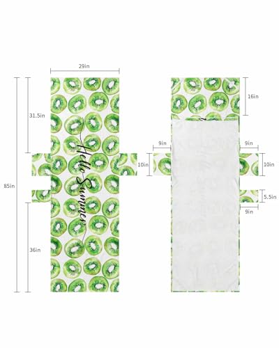 Green Fruit Beach Lounge Chair Towel Cover, Soft Chaise Lounge Towel with Side Pockets Patio Pool Chairs Cover for Beach/Pool Sunbathing 29x85 Summer Tropical Kiwifruit Watercolor White