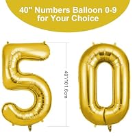OFFCUP Zahlen Luftballon Gold, Folienballon Zahl 50 – Ansicht 2