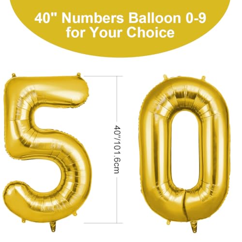 Miniatura 2 de Offcup Globo Número 50 Dorado 40 101cm , Grande Globos Foil, Globo Numeros Gigante, Inflar Con Helio O Aire, Decoracion Para Niño Niña Adultos La Boda Aniversario Cumpleaños Fiestas