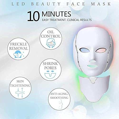 Veentus LED Face Mask Light Therapy 7 Color Skin Rejuvenation Therapy LED Photon Light Facial Skin Care with Neck Care Anti Aging Skin Tightening Wrinkles Toning Inflammation... - Image 6
