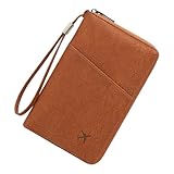 ZYHARUKO Funda compacta de poliuretano con cremallera y compartimentos espaciosos para una gestión eficiente de crédito y licencia, soporte de crédito portátil, Brown, Mass Beauty