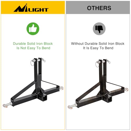 Image of Nilight 3 Point 2 inch Trailer Hitch Receiver for Category 1 Tractor Heavy Duty Quick Hitch Drawbar Adapter 3000LBS Capacity Compatible with Kubota BX John Deere Kioti Yanmar NorTrac Mahindra Ford Cat