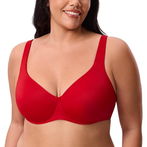 Image of DELIMIRA Minimizer Bras for Women Full Coverage Plus Size Underwire Unlined Supportive Seamless Bra