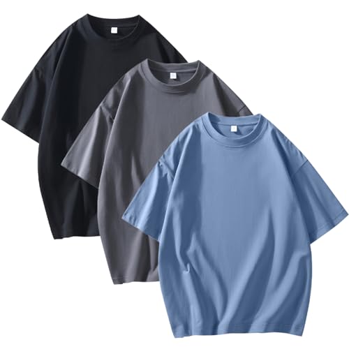 T-shirt surdimensionné en coton unisexe à col rond basique ample