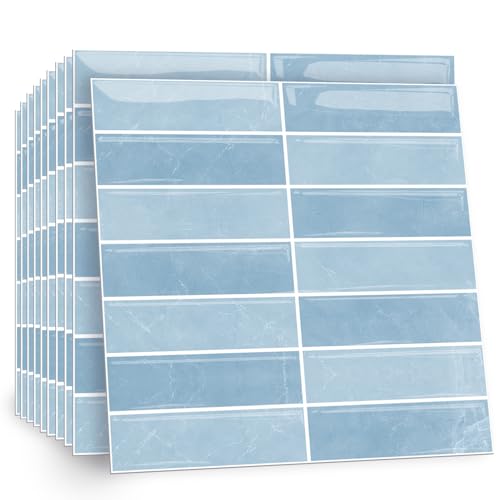 TOARTI 10 Stück 2D Himmel Blau Fliesenaufkleber Metro Fliesen Selbstklebend fliesenaufkleber Küchenrückwand Fliesen Klebefliesen Fliesenfolie Selbstklebende Küche Bad 30 x 30cm