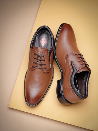 Image of Lee Cooper LC1473E2R Men's Leather Derby Formal Shoes | Lightweight, Comfortable & Stylish Lace-Ups for Office, Business
