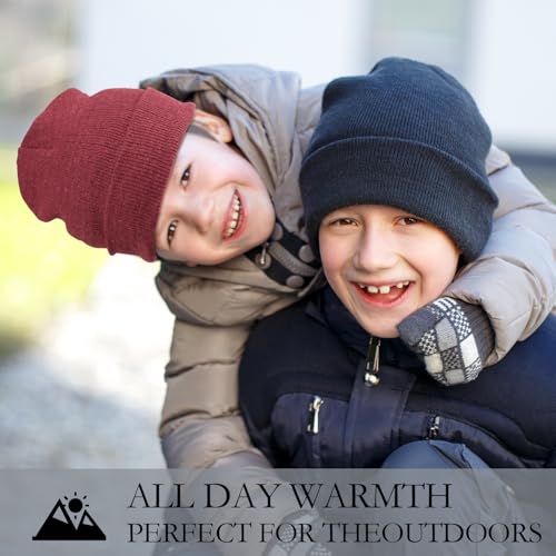 MENOLY 4 Pack Winter Beanies Stretch Knit Beanie Hat Cap for Girls Boys, 4 Color3