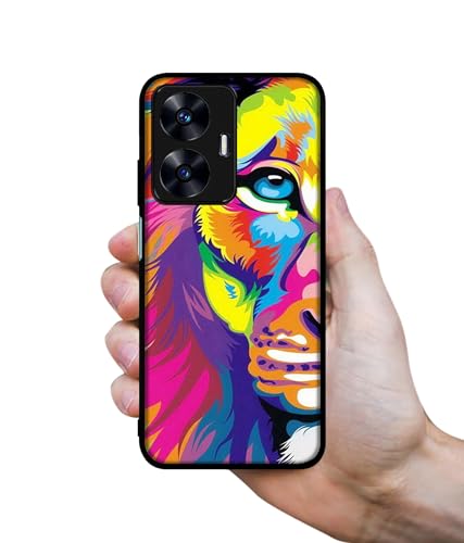 Image of Lion Design Premium 2D Printed Metal Back Case Cover for Realme C55 4G / Narzo N55 4G