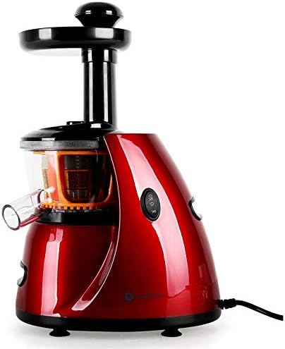 Klarstein Fruitpresso Bella Rossa - Vertical juicer, Stainless Steel Mini-Sieve, Juicer, Propeller Press, 2 containers 600 ml, 150 W, 70 U/min, Silent, Start/Stop Protection, red