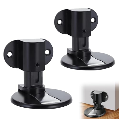 TenaLucy 2 Pezzi Fermaporta Magnetico in Metallo Invisibile da Pavimento e Muro, Regolabili con Adesivo 3M e Viti per Porte (Nero)