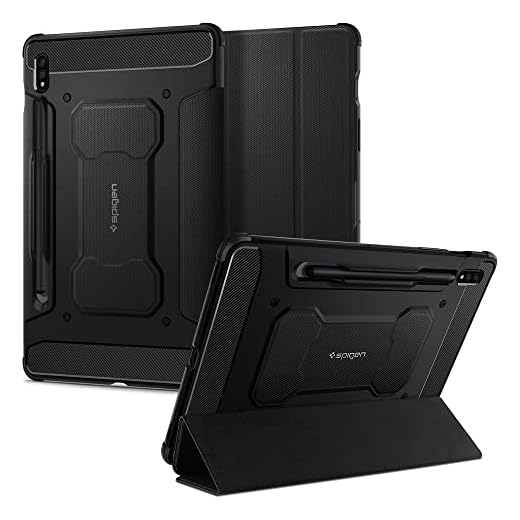 Spigen Rugged Armor Case for Galaxy Tab S8 (2022) / Tab S7 (2020) with Built-in S Pen Holder - Black