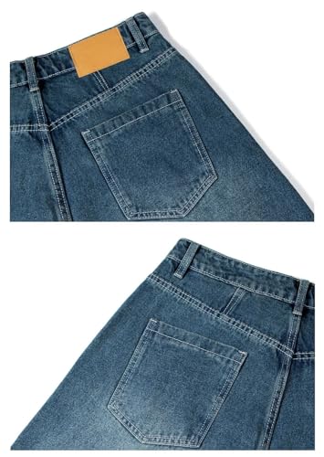 Men's American Washed Distressed Double Pleated Jeans Loose Baggy Wide Leg Floor Length Casual Trousers4