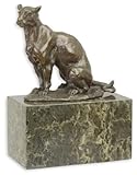 Matériau: bronze, marbre Casa Padrino Figurine en Bronze de Luxe panthère Bronze/Multicolore 13,5 x 7,2 x H. 18,2 cm - Élégante Sculpture en Bronze avec Socle en marbre - Accessoires de Décoration