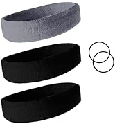 国内ブランド0GULUS【 ヘアバンド 3本＋ ヘアゴム 2個】 汗止め コットン素材 最長90ｃｍ スポーツ用 洗顔 高吸収 吸汗 速乾 通気性 伸縮性 バスケ ランニング サッカー テニス ...