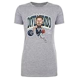 500 LEVEL Donte DiVincenzo Minnesota Timberwolves Shirt for Women - Donte DiVincenzo Minnesota Timberwolves Cartoon NBA WHT (Heather Gray, Medium)