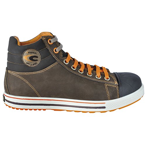 COFRA Chaussures de travail pour la protection et la sécurité au travail modèle Conference S3S FO SR Polonais Nubuck gris foncé/tissu orange/film APT...