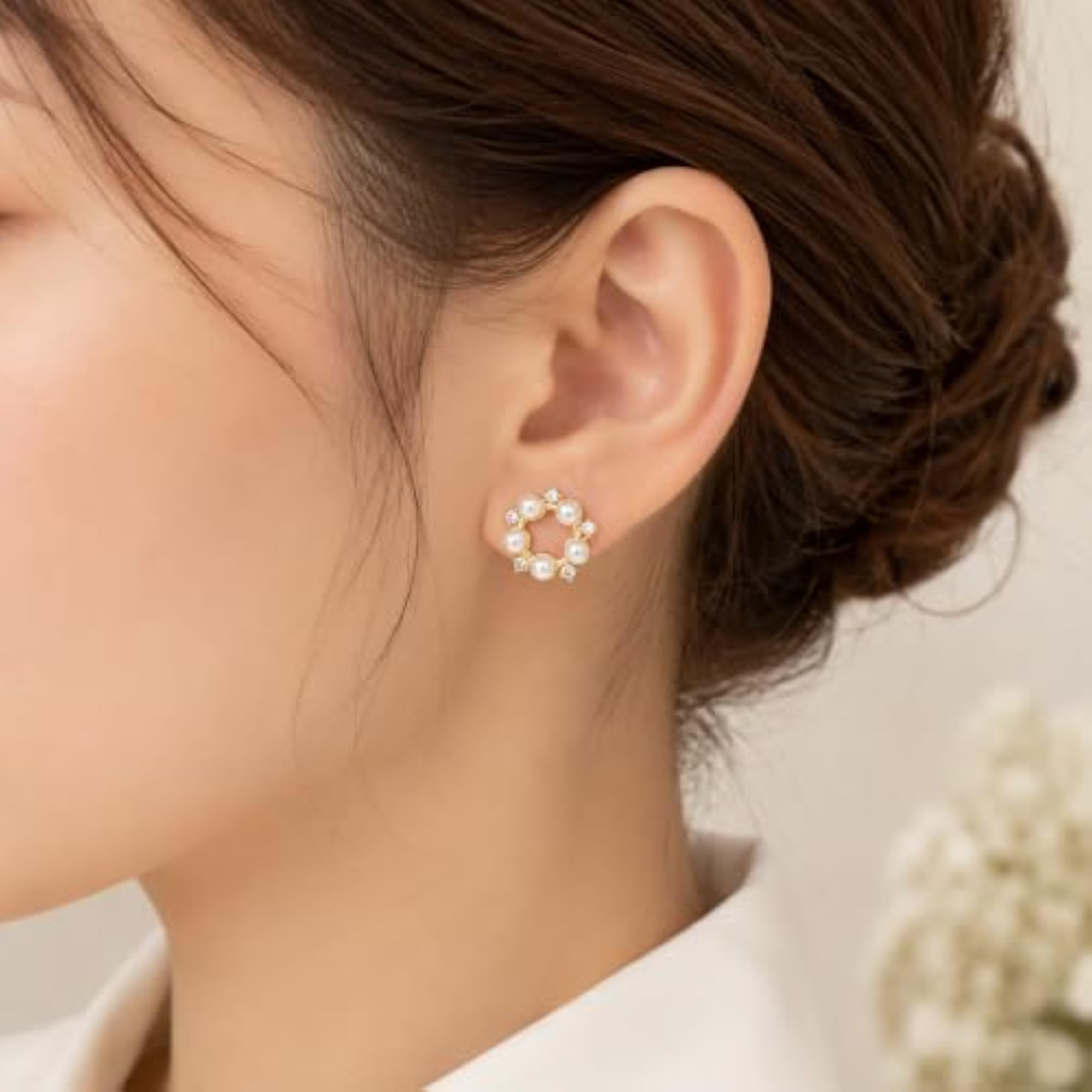 Plated Pearl Stud Earrings for Women & Girls