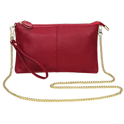 Image of Uromee Genuine Leather Wristlet Wallet Clutch Purses with Detachable Chain