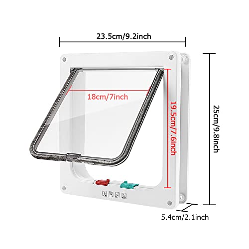 WeeGoo Large Cat Flap (OD 25 x 23.5 cm) Lockable Cat Flaps Pet Door for Cats and Small Dogs, 4Way Locking Dog Flap Doors for Interior Exterior, Easy Fitting Weatherproof Silent (White) - Image 2