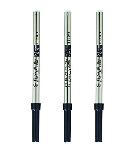 Cross Gel Rollerball Pen Refill (Black/Slim, 3-Pack) Bundle (3 Items)