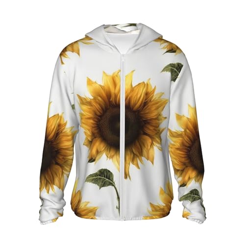 Blossoming Sunflower Veste à capuche de protection solaire UPF 50+ zippée à manches longues