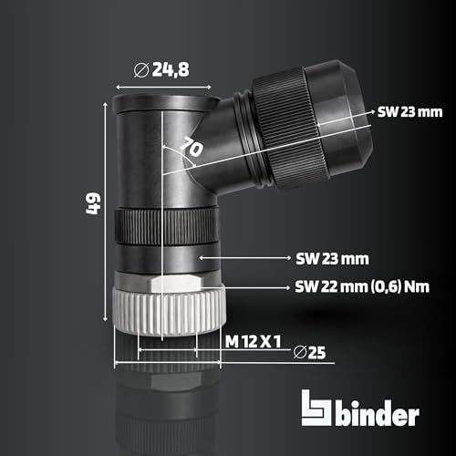 M12 passage de câble 8-13mm prise coudée binder alimentation IP67 - 6
