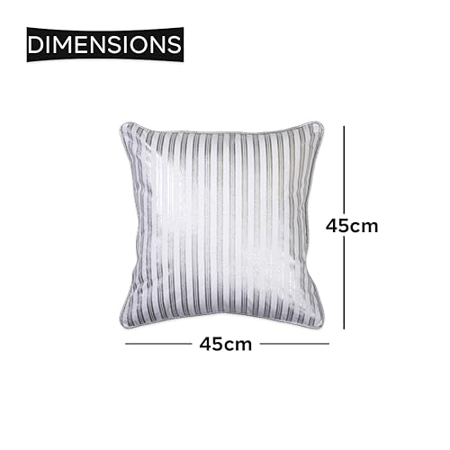 Image of ODE & CLEO with Front Vertical Foil Printed Stripe Cushion Covers with Zip Closure 18 inch x 18 inch (Pack of 3)