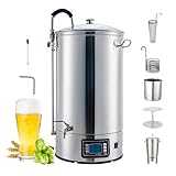 Birra ad alta capacità Con una capacità d;acqua di 40 litri, questo bollitore può saccarificare fino a 11 kg di malto, consentendo di produrre fino a 32 litri di birra di alta qualità contemporaneamente. Goditi la libertà di creare una varietà di birre deliziose, comprese quelle leggere, con questa eccezionale attrezzatura per la birra.