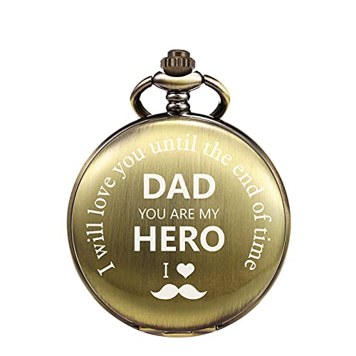 Reloj de bolsillo grabado con cadena: elegancia clásica para el día a día de papá