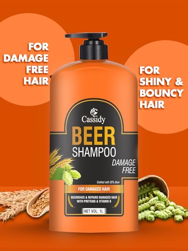 Image of Cassidy Beer Shampoo With Proteins and Vitamin B, For Damaged Hair,1L | With Proteins, Vitamin B
