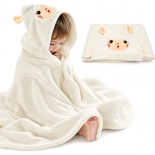 Image of ROMASA Baby Bath Towel Ultra Soft Hooded Towel Highly Absorbent Bathrobe Blanket Toddlers Shower Gifts for Boys Girls-27.5 inch x 55 inch (White)