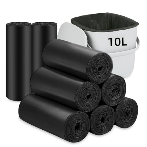 Flintronic Bolsas de basura de 10 litros, 200 bolsas compostables, bolsa de basura de alimentos de 2.6 galones de grosor, a prueba de fugas, sin perfume, forro de basura resistente para dormitorio