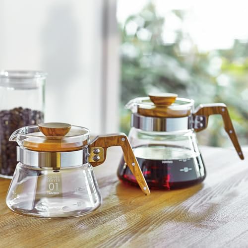 Image of Hario VCWN-60-OV V60 Coffee Server, 600 ml, Olive Wood