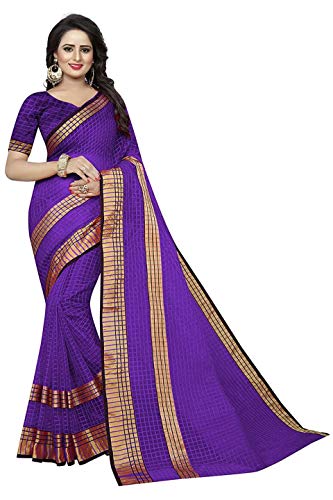 Florence Sari de algodón con blusa para mujer, Violeta, talla única